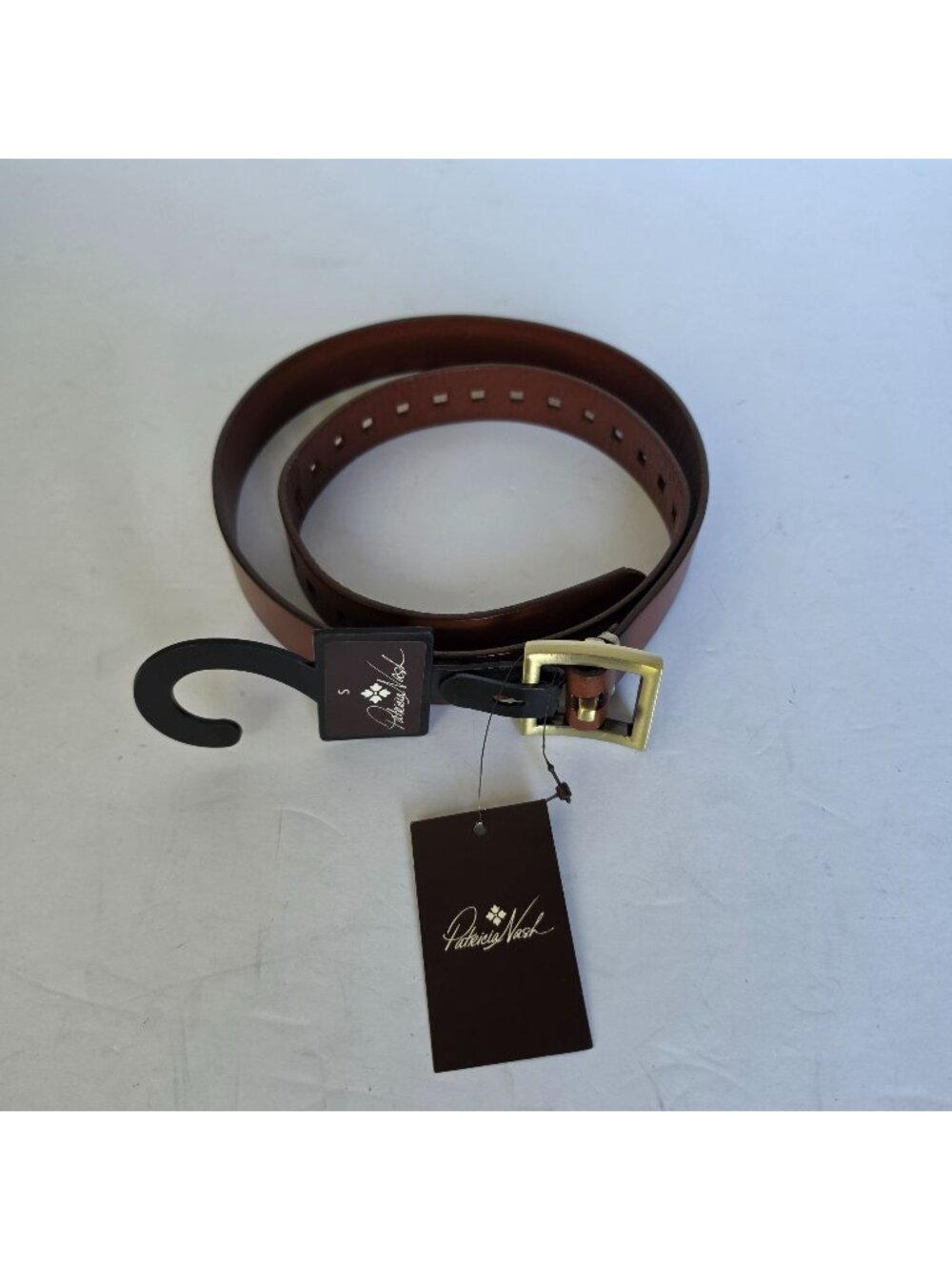 Patricia Nash Huxton Tan Leather Belt Small Brass Buckle NWT